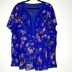 Torrid Peplum Chiffon Clip Dot Lace Inset Top Women's Plus Size 3X